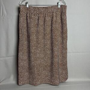 Classic J.Crew Brown Tan Polka Dot Midi Skirt Lined Pockets L Quiet Luxury
